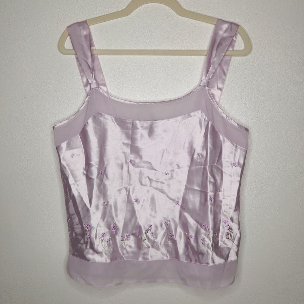 Vintage Pajamagram Tank Top Silky Satin Lingerie Purple Fairy Boho Whimsy XL